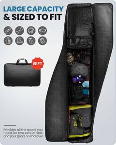 Muestra Gratuita, Fabricación Personalizada, Bolsa de Snowboard Enrollable de Alta Calidad, 203 cm, Poliéster 1680D, Bolsa Doble para Esquís con Ruedas - Product Image 2