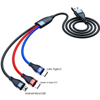 Câble de charge rapide Knt-world 40W/65W Type-C TPE trois-en-un 5A USB en cuivre étamé pour écouteurs