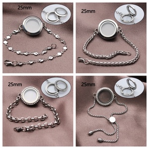 Bracciale da 25mm 316L in acciaio inox con medaglione di memoria vivente galleggiante rotondo per ciondolo regalo da donna - Product Image 5