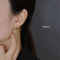 Anting-anting minimalis wanita, perhiasan anting-anting bulat minimalis polos chunky ukuran banyak perak Sterling 925 untuk perempuan