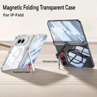 Étui pliable pour iPhone Duo Fold avec protection d'écran en verre, couvercle de charnière, béquille extensible, compatible avec la charge sans fil, OEM