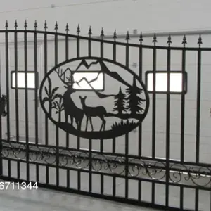 16フィート工場直販粉体塗装溶接鋼私道エントリーゲート鉄ゲート