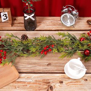 Guirlande de pin artificielle rouge pour jardin, 180 cm, décoration de Noël verte, accessoire photo extérieur - Product Image 2