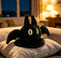 Adorable Peluche Chauve-souris Noire Personnalisée, Douce et Moelleuse, Jouet en Peluche Chauve-souris Mignon, Poupée en Peluche Horreur Dessin Animé, Décoration d'Halloween