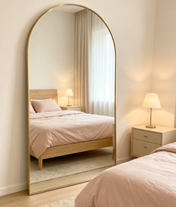 Heavenly <b>Mirror</b> Arched Full Length 4mm Thick Acrylic Aluminum Alloy Frame Freestanding Wall Mounted Decorative Entryway <b>Mirror</b> - Product Image 5