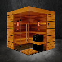 Cabina de Sauna Infrarroja Triunity TZ-JTT-432 de Cedro Rojo/Hemlock/Abeto con Calefacción Eléctrica, Control por Computadora, Energía Solar, para Exteriores/Villa