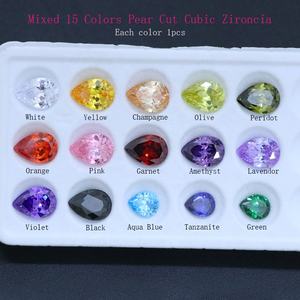YINGMA Alta qualidade gemstone sintético 5x7mm /8x10mm cz pedras 15 cores por conjunto pêra cortar zircônia cúbica para verificação de cores - Product Image 2