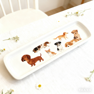 Restoran güzel dikdörtgen uzun düz sandviç meyve gıda plaka tatlı çıkartmaları ile özel sevimli Wiener köpekler beyaz porselen çanak - Product Image 5