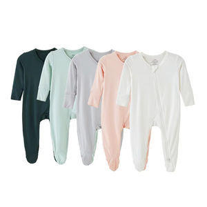 Pyjama grenouillère en bambou pour bébé Pyjama à fermeture éclair en bambou Vêtements personnalisés pour nouveau-né Vêtements d'automne en bambou pour enfants - Product Image 2