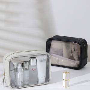 Fashion <b>Clear</b> PVC Cosmetic Pouch Cases <b>Travel</b> Waterproof Transparent Frosted Makeup <b>Bag</b> Toiletry Wash <b>Bag</b> PU PVC Cosmetic <b>Bag</b> - Product Image 1