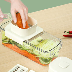<span class=keywords><strong>Mandoline</strong></span> à légumes best-seller avec récipient transparent, fonctionnement par pression, coupe les légumes uniformément, idéale pour le comptoir de cuisine - Product Image 1
