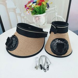 Gorra Visera Ancha de Verano con Protección UV, Sombrero de Ciclismo para Exteriores, Visera de Paja Recargable por USB con Ventilador - Product Image 6