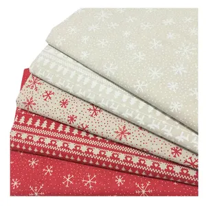 High Quality Polyester Christmas Fabric With Snowflake Print Pattern Used For Tablecloth And Home Decoration