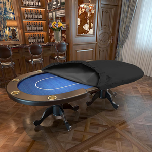 Wholesale Oval Poker <b>Table</b> Cover <b>Card</b> <b>Table</b> Cover with Adjustable Elastic and Buckle Waterproof Oxford Fabric 96"L x 44"W Black - Product Image 2