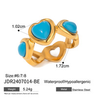 Bagues Cœur Turquoise Gaovo – Collection Premium en Acier Inoxydable Plaqué Or 18K et Acier Titane – Bijoux de Mode