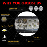 Barre lumineuse LED stroboscopique incurvée bicolore 32 42 50 52 pouces pour voitures et camions tout-terrain, lumière de conduite ambre et blanche, barre lumineuse LED de rampe