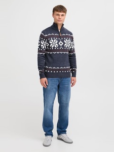 Custom Logo <strong>Men's</strong> <strong>Xmas</strong> Pullover Sweater Knit Jacquard <strong>Men</strong> 1/4 Zipper Christmas <strong>Jumper</strong> - Product Image 5