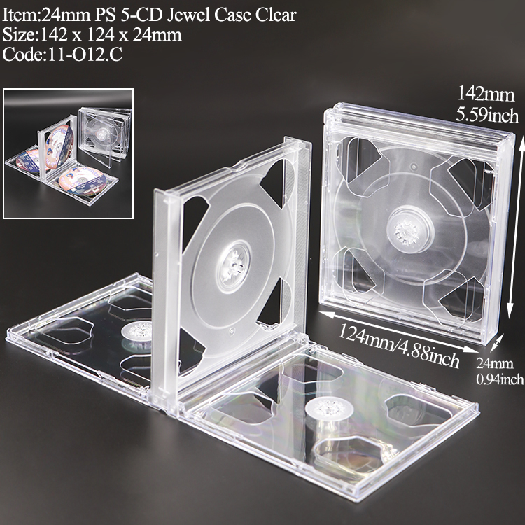 O12:24mm 5-CD Jewel Case Clear