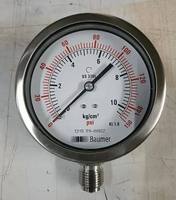 Baumer AV Stainless Steel Pressure Gauge 4 Inch/100mm Dial for Gas Applications