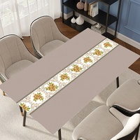 Nappe de table style chemin de table en PVC, rectangulaire, vert menthe, motif floral médaillon rayé, pour la décoration de table de salle à manger, restaurant, hôtel, banquet