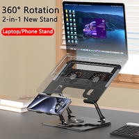 Support de refroidissement pliable à rotation 360° pour ordinateur portable et téléphone portable, double usage, avec dissipation thermique par air pour ordinateur portable de jeu