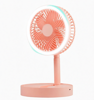 Ventilateur de table USB portable, pliable, rechargeable, ventilateur de refroidissement à 3 vitesses, mini ventilateur de bureau avec lumière