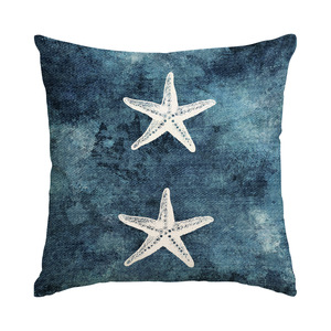 Bantal Persegi Motif Kehidupan Laut dari Linen/Viscose yang Dapat Disesuaikan, Desain Terbuka untuk Sofa Ruang Tamu - Gaya Sederhana Modern - Product Image 1