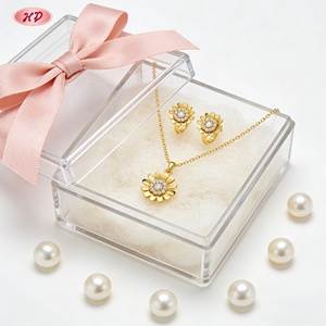 เครื่องประดับเฮงเตี้ยน ชุดเครื่องประดับแฟชั่นชุบทอง 18K จี้รูปดอกเดซี่และแหวนเปิดประดับเพชรซิคอนเกรด AAA ขายส่งสำหรับผู้หญิง เหมาะสำหรับใส่เดท/งานปาร์ตี้ - Product Image 1