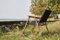 Chaise de camping pliable ENJOIN en aluminium avec accoudoirs en bois de hêtre, tissu Oxford 600D, légère et portable, pour la randonnée en plein air, la plage, capacité 120 kg