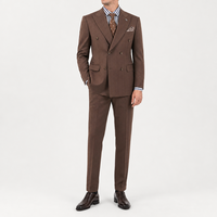 Setelan Jas Pria Berkualitas Tinggi Bahan Campuran Wol Worsted Bernapas, Model Double-breasted untuk Acara Formal, Bisnis, dan Kantor, Dilengkapi dengan Celana Jas untuk Pria