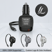 Chargeur de voiture 3 en 1 85W, adaptateur de chargeur de voiture USB C rétractable 65W PD, double type-C USB-A QC3.0 12V/24V, chargeur de téléphone universel pour voiture