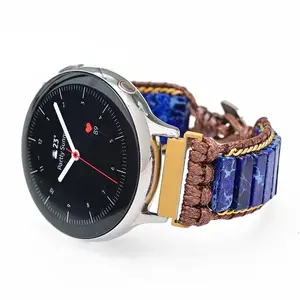 Correa de reloj Samsung de piedras azules, correa de reloj de 20mm y 22mm, estilo bohemio contraído, jaspe, última moda