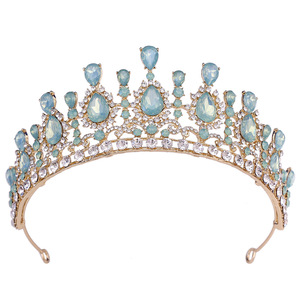 Vendita calda nuovo arrivo matrimonio di compleanno e anniversario corona per ragazze di cristallo verde/rosa diadema da sposa vendita corona in lega calda - Product Image 2