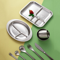 Assiettes pour enfants en acier inoxydable 304 de haute qualité, assiette à repas divisée pour bébé, forme d'animal, assiette à repas de dessin animé, vaisselle pour enfants
