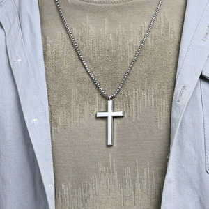 Minimalist unisex <b>titanium</b> steel smooth cross pendant, colorfast necklace, Dongguan <b>titanium</b> steel jewelry. - Product Image 3