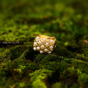 Bague en perle en acier inoxydable 316L plaqué or PVD, bijoux durables et résistants - Product Image 3