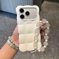 Coque de téléphone INS style coréen Macaron 3D Cloud Puffer en TPU pour iPhone 18 17 16 15 Pro Max avec cordon perlé antichoc