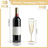 KANGLI Gobelets en plastique PS transparents jetables pour fête, verres à vin jetables 6oz avec poudre dorée pour verres de style américain