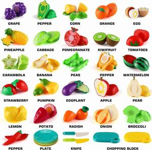 72 PCS Deluxe Cutting Play Food Toy for Kids Kitchen Pretend Fruit &Vegetables Accessories with Shopping Storage Basket - Product Image 5