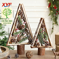 Décoration de Noël rustique en bois pour table, avec pommes de pin et baies, style ferme, pour la maison