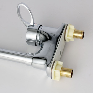 Double <b>Handle</b> Basin Faucet 2 Holes Deck Mounted Brass Ceramic Valve Core - Product Image 3