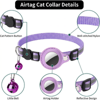 Collier pour chat avec support AirTag, sangle de cou réfléchissante pour animaux de compagnie, en nylon réglable, style détachable pour intérieur et extérieur