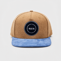 Casquette de baseball personnalisée à visière plate, 5 panneaux, snapback, patch brodé, visière bleue, réglable, vente en gros, OEM, faible MOQ