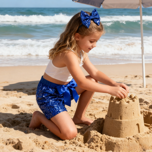 Toddler Baby Girl Sparkle <strong>Sequin</strong> Bloomers <strong>Shorts</strong> <strong>Kids</strong> Girls Cute Summer Mid Waist Glitter Clubwear Loose Dance <strong>Shorts</strong> with Bow - Product Image 5