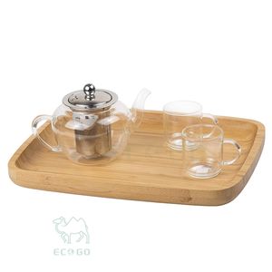 Bandeja Rectangular Decorativa de Bambú Ecológica Personalizada con Acabado Lacado para Bebidas, Uso en Restaurantes y Hoteles - Product Image 1