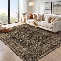 Tapis décoratif 9x12 marron, style vintage, à poils ras, lavable, antidérapant, pour salle à manger, ferme, bureau, chambre d'enfant, dortoir, chambre à coucher