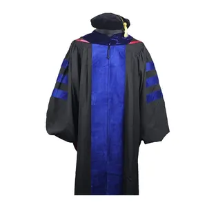 Özel siyah üniversitesi Deluxe doktora mezuniyet Tam ve kaput ile elbisesi