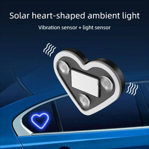 Lampe d'ambiance de voiture LED solaire Skyearth en forme de cœur, rouge, bleu, bleu glacé, avec ventouse pour la décoration des fenêtres, universelle - Product Image 5