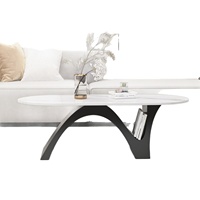 Nouvelle table basse de salon moderne, minimaliste, luxe léger, avec structure métallique durable et plateau en ardoise, petit meuble de salon.