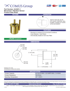 Sensor de vibración sin mercurio Comus AU2401, interruptor hermético sellado con gas, chapado en oro, sensor de vibración, interruptor disparador de movimiento - Product Image 2